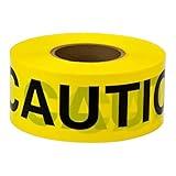 3M Scotch Barricade Tape 301, with "CAUTION" text, 3 in x 300 ft, Yellow, Pack of 1 Roll