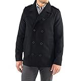 Alpine Swiss Jake Mens Wool Pea Coat Double Breasted Jacket Black Med