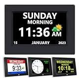 AINFTIME Digital Clock with Date and Day of Week for Elderly-12 Alarms Medication Reminder Dementia Alzheimers Clock Calendar with Extra Large Display (7 inch Black)