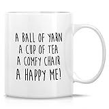 Retreez Funny Mug - A Ball of Yarn Happy Me Knitting Knit Crochet 11 Oz Ceramic Tea Coffee Mugs - Funny, Sarcasm, Sarcastic, Inspirational birthday gift for friend mom mum mama mother, mother day gift