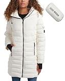 Steve Madden Women's Quilted Puffer Parka Jacket - Long Hooded Winter Outerwear - Packable Winter Coat for Women (Sizes:S-XL) Size Large, Cloud White