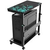 EUREKA ERGONOMIC Height Adjustable Computer Tower Stand, 2-Tier ATX-Case CPU Holder Cart Under Desk Mobile PC Standing Table Home Office Gaming Accessories w/Rolling Wheels & Mouse Pad, Black