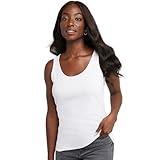 Hanes Womens Scoopneck Cotton Jersey Tank, Classic Top, Lightweight For Camisoles-lingerie, White, Large US