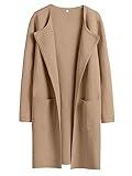 ANRABESS Women's Open Front Knit Lightweight Cardigan Casual Long Coatigan Sweater Lady Jacket Coat 2024 Fall Outerwear Khaki Small