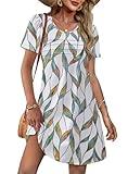 OFEEFAN Women's Summer Dresses Loose Fit Casual T Shirts Dress with Pockets Comfy Spring Break Essentials Floral 2 XL