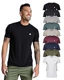 INTO THE AM 9 Pack Basic Tee - Branded (Black/Charcoal/Grey/Indigo/Ivory/Maroon/Navy/Olive Green/White, Medium)