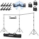 HYJ-INC Photo Video Studio 20ft (Wide) x 10ft (Tall) Heavy Duty Adjustable Width & Length Photography Backdrop Stand Background Support System Kit with Spring Clamps, Sandbags, Carry Bag