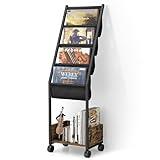 Keebofly Vinyl Record Storage, Record Holder Up to 100 Albums, Record Stand with 4 Tier Vinyl Holder Display Shelf, Movable Vinyl Storage Organizer Rack, Record Cabinet for Book Magazine Turntable