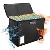Comic Book Storage Box, ELOBOON Fireproof & Water-Resistant Comic Book Box with Lock and Label Window, Moistureproof Comic Short Box with Fire Zipper Holds 150-175 Comics, Comic Book Bin Black