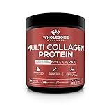 Multi Collagen Protein Powder Hydrolyzed (Type I II III V X) Grass-Fed All-in-One Super Bone Broth + Collagen Peptides - Premium Blend of Grass-Fed Beef, Chicken, Wild Fish, Eggshell Collagen