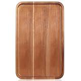 Large Wooden Serving Trays Long Party Charcuterie Boards Acacia Wood Platters Serving Cheese Board Rectangular Appetizer Snack Plates Rectangle Kitchen Dinner Platter for Food Dish Cake Dessert Tray