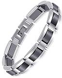 Feraco Mens Magnetic Bracelets, Classic Balck Titanium Stainless Steel Bracelet with Natural Hematite Magnet Stones,Men's Jewelry Gifts, 8.66 inch
