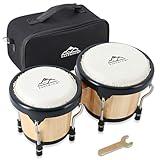 EastRock Bongo Drum 4” and 5” Set for Adults Kids Beginners Professionals Tunable Wood and Metal Drum Percussion Instruments With Tuning Wrench