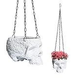 GUTE Hanging Skull Bowl & Plant Planter Pot - with Metal Chain & Hook - 6" H Skulls Pot Indoor Plants & Flowers - Candy Bowl & Serving Bowl, Skeleton Home Décor