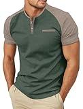 Sailwind Men's Henley Shirts Casual Lightweight Slim Fit Tshirts Basic Vintage Button T-Shirt Stylish Summer Tee Shirts Green Khaki