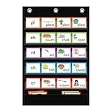 ANCOMEDO 5+1 Pockets Standard Pocket Chart, Clear 5 Pockets Words Chart with Extra Storage Pocket for School Home Office Use,Standard Size:25.2” x 17” Letter Cards, Word Wall and Sentence Strips.