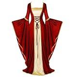 Spooktacular Creations Renaissance Costume Women, Red Velvet Medieval Dress for Women, Irish Fairy Renaissance Dress with Decorated Lace for Wedding, Halloween Cosplay Themed Party (X-Large)