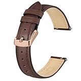 BISONSTRAP Elegant Leather Watch Straps, Quick Release, Watch Bands for Women and Men, 12mm, Dark Brown (Rose Gold Buckle)