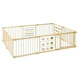 Wooden Playpen Extra Large for Toddlers and Babies - 3 Theme Toy Design - (8/10) Wood Panels - Foldable and Adjustable Baby playpen - Extra Large Baby playpen
