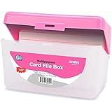Enday Index Card Holder Pink, 3x5 Note Flash Card Organizer Case, Index Card File w/flip top, Notecard Recipe, Holder, Holds 250 Cards, Also Available in Purple, Red, Green, Blue, Grey (1 PC)
