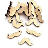 Wooden Confetti Wood Table Scatter (15 pcs) for Manly Movember Wedding Birthday Christmas Holiday Parties by Nerdy Words (Mustache)