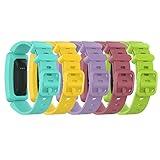 Bands Compatible with Fitbit Ace 2 Soft Colorful Silicone Bracelet Watch Bands for Ace 2 Fitness Tracker for Ace 2 Classic Accessory Band (5PackB)