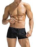 COOFANDY Mens Quick Dry Lightweight Square Leg Cut Trunks Swimwear, Medium, 1 - Black