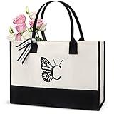Gifts for Mom, Unique Embroidery Personalized Tote Bag for Women, Great Mother Gifts from Daughter, Best Cool Birthday Christmas Gift Ideas for Mother's day in Law New Mom Who Has Everything Letter C