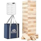 Megwoz Giant Tumble Tower Games for Kids and Adults 57 Blocks New Zealand Pine Wooden Blocks Stacking to Over 4.2FT Family Games for Indoors Outdoors Yard Games for Family
