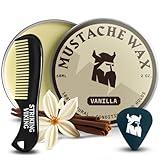 Striking Viking Mustache Wax & Comb Kit - 2 Oz, Medium/Strong Hold, Vanilla Scent, 1 Pocket Comb - Mustache Grooming Kit for Men - Moisturize, Tame & Style - Non-Greasy, with Beeswax