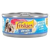 Purina Friskies Shreds Wet Cat Food With Ocean Whitefish and Tuna in Gravy Sauce, Canned Cat Food Wet (Pack of 24) 5.5 oz Cans