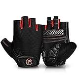 MOREOK Cycling Gloves Bike Gloves for Men/Women-[5MM Gel Pad] Half Finger Bicycle Biking Gloves for Cycling/Weight Lifting/Gym/Motorcycle/Outdoor Sports-098 Balck-M