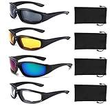 YISUGOOC 4 Pair Motorcycle Glasses Riding Glasses UV Protection Windproof And Dustproof Motorcycle Goggles Foam Cushion Eyeglasses Suitable For Outdoor Sports Motorcycle Riding