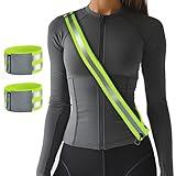 Reflective Running Gear, Reflective Sash, Night Dog Walking Safety Gear, High Visibility Reflective Safety Running Belts for Women, Night Jogging Safety Gear Reflective Belt and Armband