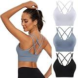 Sykooria Women's Plus Size Sports Bras High Impact Workout Running Bra Full Coverage Push Up Bra Pack of 3