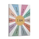 I Am Poster Positive Affirmations Canvas Wall Art Posters For Therapy Office School Counselor Resources Psychology Aesthetic and Decor