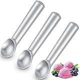 Suclain 3 Pieces Ice Cream Scoop 7 Inches Nonstick Anti Freeze Ice Cream Scooper with Comfort Handle Aluminum Alloy Design Professional Ice Cream Scoop Easy Clean for Gelato Cookie Sorbet (Silver)