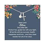 Sterling Silver Cross Necklace for Girls - First Communion, Baptism, Confirmation Gifts for Teenage Girl, Little Girls Jewelry with Pearl, Easter Gifts for Godchild