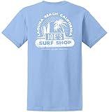 Joe's USA Joe's Surf Shop Men's Vintage Beach Logo Heavy Cotton T-Shirt - Large - Light Blue/White Vintage Beach Logo