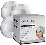 Medical Nation 21" Disposable Bouffant Caps |CASE of 1000, White| Hairnets, Non-Woven, Non-Pleated Head Hair Covers |for Medical, Labs, Nurse, Tattoo, Food Service, Hospital, Cooking - Size 21" White