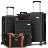Cosbarn Luggage Sets 5 Piece Suitcases with Wheels, Suitcase Set ABS Hard Case Luggage with Spinner Wheels Durable Travel Luggage