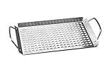 Outset 76631 Stainless Steel Grill Topper Grid, 11"x7" BBQ Pan With Handles
