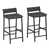 Furologee Bar Stools Set of 2, 24" Counter Height Barstools, Modern Upholstered Bar Chairs with Fabric Back and Adjustable Footrest for Kitchen Island, Bar, Dining Room, Party Room, Black