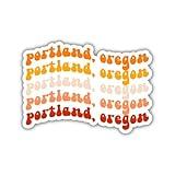 Portland Oregon Retro Travel Sticker, Multiple Colors, Vinyl Laptop, Water Bottle, Planner Journal Sticker, Places I've Been, Luggage Decal (Sunset)