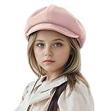 Jastore Kids Boys Girls Newsboy Caps Wool Flat Beret Cabbie Hat for Toddler (US, Age, 4 Years, 8 Years, Pink)