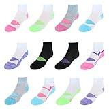 Hanes girls Cool Comfort Ankle Socks, 12-pair Pack fashion liner socks, Assorted, Medium US