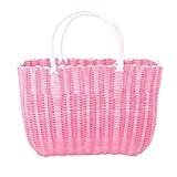 Cabilock Woven Tote Bag Reusable Basket, large tote bag PVC Market Shopping Tote Basket,Large Capacity Grocery Bag with Handle women tote bag,Colorful woven handbag Travel Totes Easter Basket