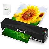 Crenova Laminator, Laminator Machine with 10 Laminating Sheets, A4 Laminating Machine Hot & Cold with Fast Warm Technology, Thermal Laminator 9 Inch for Home Office School Business Black