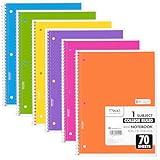 Mead Spiral Notebooks, 6 Pack, 1-Subject, College Ruled Paper, 8" x 10-1/2", 70 Sheets, Assorted Bright Colors (830050-ECM)