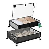 UNDERSTASH Under Bed Storage with Wheels and Lid – Rolling Under Bed Metal Drawer for Shoes, Clothes, and More – Space-Saving Underbed Storage Containers (2 Pack, Black)